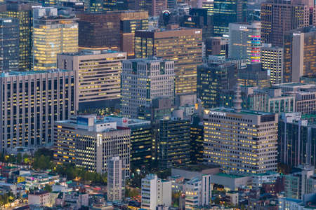 Aerial view of office buildings in Seoul CBDのeditorial素材