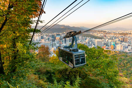 Namsan cable car arriving at the Seoul Tower station