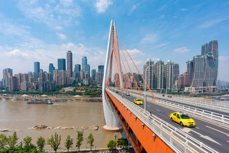 Chongqing, China - Sep 2, 2019: Skypscrapers in downtown disctrict of Chongqing city in Chinaのeditorial素材