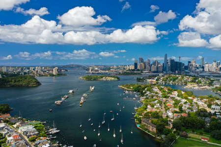 Aerial view of Sydney Harbour in daytimeの写真素材