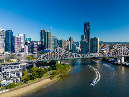 Aerial view of Brisbane city in Australiaの写真素材