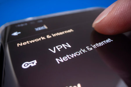 Melbourne, Australia - Oct 17, 2022: Close-up view of using the built-in Android VPN on Google Pixel...