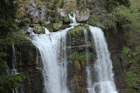 Beautiful waterfall in Chartreuse massif, French Alpsの写真素材