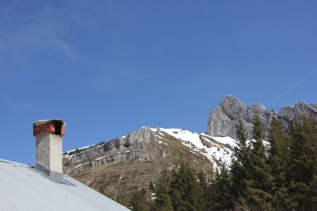 Plains, prairie of Roybon in Vercors massif uping to Col Vert above Villard de Lans, France, Isereの写真素材