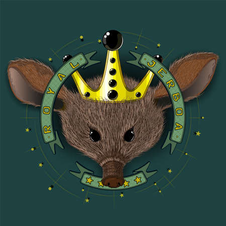 Logo portrait of Jerboa. Trendy rich vector Jerboa on green background.のイラスト素材
