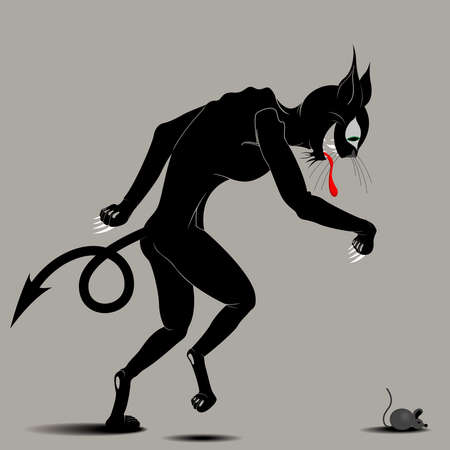 the cat hunts for the mouseのイラスト素材