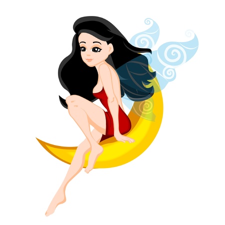 Fairy on Moonのイラスト素材
