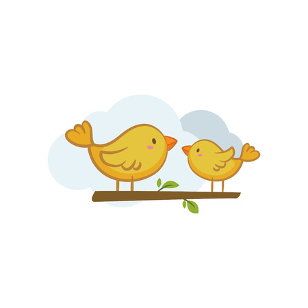 Yellow Birds isolated on white background. Vector illustration.のイラスト素材