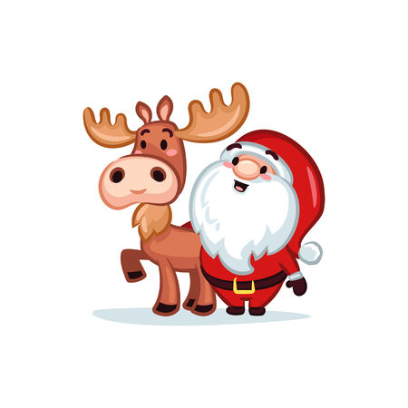 Christmas Vectors - Santa and Mooseのイラスト素材