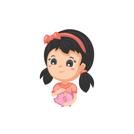 Good Habits - Holding a Piggy Bankのイラスト素材