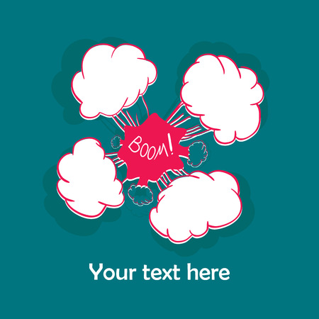 White pink speech bubbles with 4 sides for text on blue-green backgroundのイラスト素材