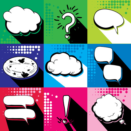 Set of colorful speech bubbles. Pop Artのイラスト素材