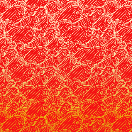 Golden waves on red background Vector Design bannerのイラスト素材