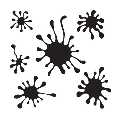 Black splash silhouette vector. Mix of splash setのイラスト素材