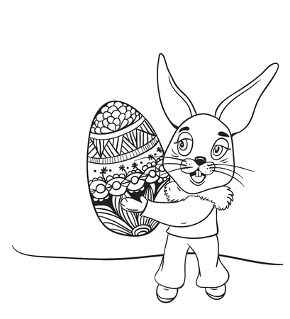 Easter rabbit contour vector illustrationのイラスト素材