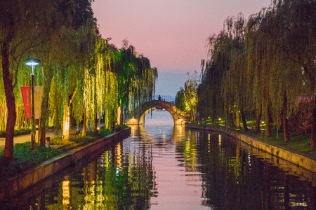 Hangzhou, China, 2016, Street view. City, streets, lake and nature. It's a travel photo, when I walk around city.のeditorial素材