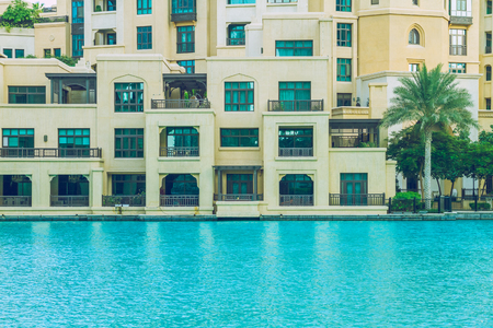 Walk in the heart of Dubai. We can see the street, buildings and lives. 2015.のeditorial素材