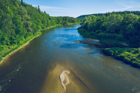Latvian national park and river Gauja at city Sigulda. 2016のeditorial素材