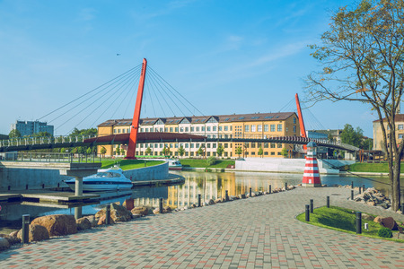 New architecture bridge for people in Jelgava, Latvia. 2016の写真素材