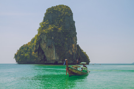 Thailand, Ko Lanta, beach, boats, sea, island. 2016のeditorial素材