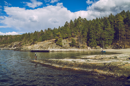 Oslo, Norvegia, boat and wood, angler. 2014のeditorial素材