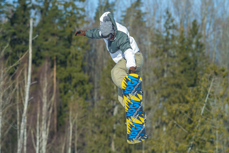 Latvia, city Cesis, Winter, Snowboard championship, snowboarder, race. 2012のeditorial素材