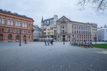 Latvia, Riga, old town center, peoples and architecture. Streets 2017