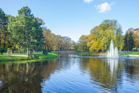 Latvia, Riga, old town center, peoples and architecture. Streets and park. 2017のeditorial素材