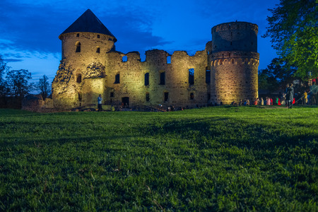 Old town, city, castle  park in Cesis, Latvia. 2014のeditorial素材
