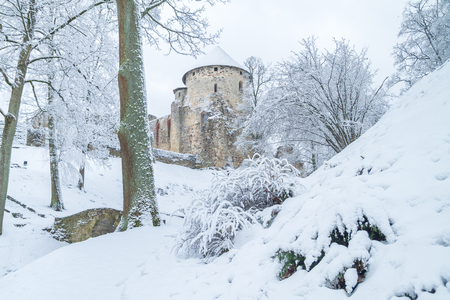 Old town, city, castle  park in Cesis, Latvia. 2015のeditorial素材