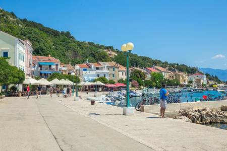 Crotia, sea and peoples, boats, sunny day. Travel photo. 2016 Relax at beach.のeditorial素材