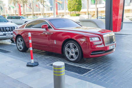 Dubai, United arab emirates, Rolls-royce. Urban city street. Travel photo. 2015のeditorial素材