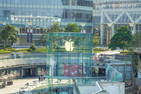 Shanghai, China. 31.10.2016 Peoples, urban street, cars, markets. Old and modern buildings. Peoples walk and cars drive. Travel photo.のeditorial素材