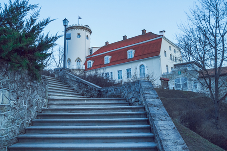 Cesis, old town and castle, Latvia. Travel photo. Night scene. 2012のeditorial素材