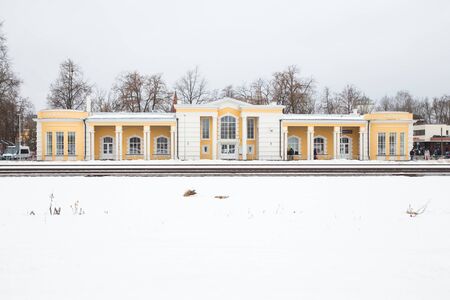 City Cesis, Latvia Railway station, building, peoples and snow. Winter 2018 Travel photo.のeditorial素材