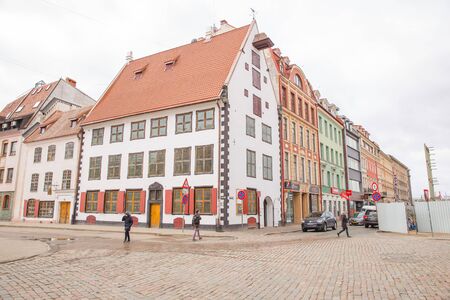 Latvia, city Riga, old town center, peoples and architecture. Art Nouveau. Streets 2018のeditorial素材