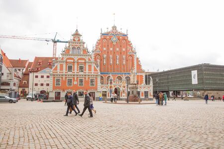 Latvia, city Riga, old town center, peoples and architecture. Art Nouveau. Streets 2018のeditorial素材