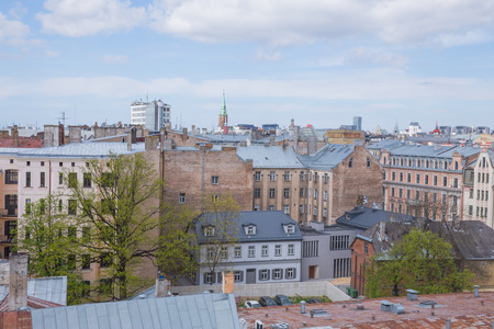 Latvia, City Riga, old town center, houses, roofs, peoples and architecture. Streets 2018の写真素材