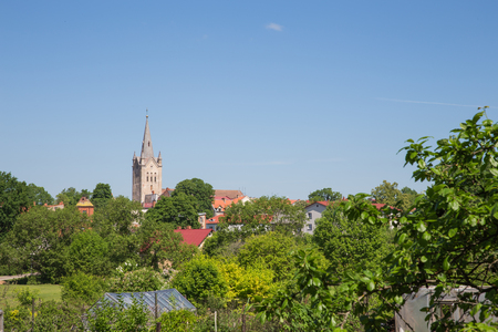 City Cesis, Latvia. Old town and urban city view. Beautiful and sunny day.の写真素材