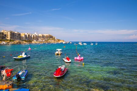 City Gozo, Malta, Europe. Ocean, blue water and peoples. Rock and nature. Travel photo 2018 september.のeditorial素材