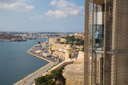 City Valleta, Malta, Europe. City streets and  urban view. Cars, peoples and architecture. Travel photo 2018 september.のeditorial素材