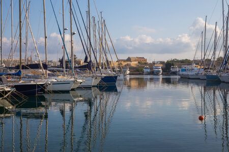 City Gozo, Malta, Europe. City streets and life, urban view. Water, peoples and architecture. Travel...