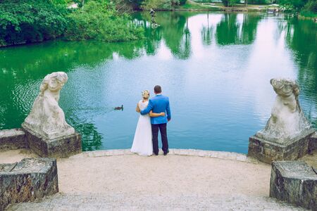 City Cesis, Latvia. Just merried, two peoples, new family. Nature and fresh air. Travel photo 2018. Love and romance.のeditorial素材