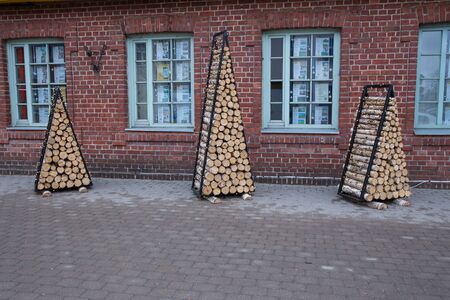 City Valmiera, Latvia. City street, buildings and peoples. Travel urban photo 2018. december. Winter time.のeditorial素材