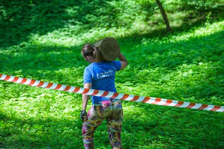 City Cesis, Latvian Republic. Run race, people were engaged in sports activities. Overcoming various...
