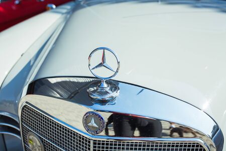City Riga, Latvian republic. Retro car party. Oldtimer cars at the motor museum. Urban city view. 17 August 2019.のeditorial素材