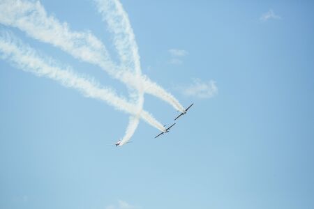 City Riga, Latvian republic. Avio show in honor of the city festival. Pilots show demonstrations...