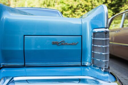 City Riga, Latvian republic. Retro car party. Oldtimer cars at the motor museum. Urban city view. 17...