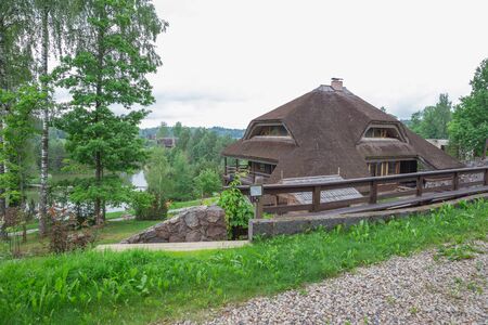 City Amatciems, Latvian republic. Guest house and green courtyard. 14. Jun. 2019のeditorial素材