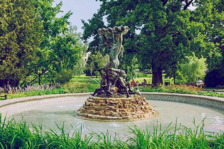 City Riga, Latvian republic. National Opera Fountain and Flowers.18 Aug. 2019のeditorial素材